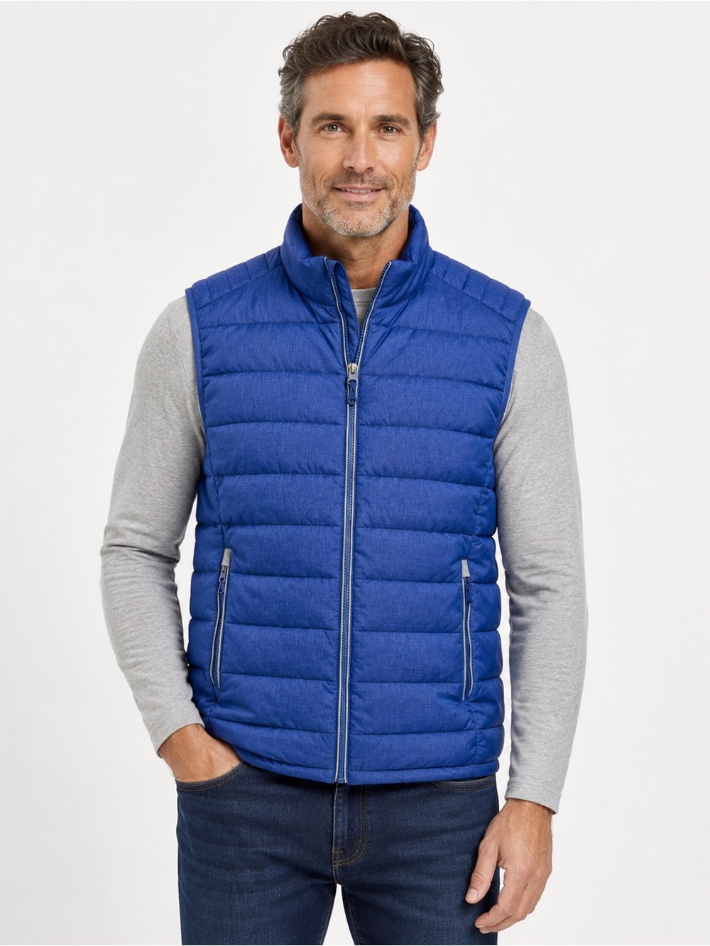 UNTUCKit Thierry Quilted Puffer Vest Blue Full Zip‎ Men’s Medium
